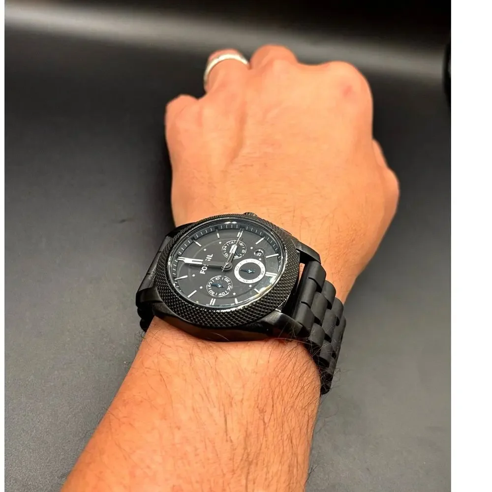 Fossil FS4487 Machine Chronograph Men’s Gunmetal Black Silicone Strap Watch